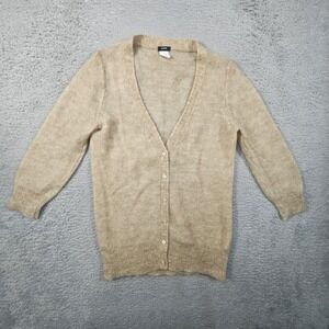 J Crew Cardigan Sweater Womens M Beige Mohair Wool Blend Heritage‎ Academia Prep